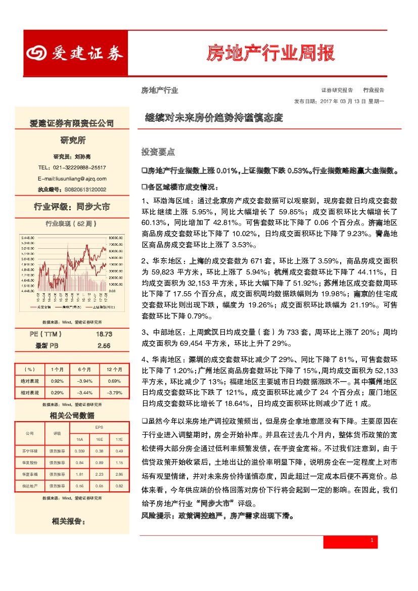 爱建证券：房地产行业周报