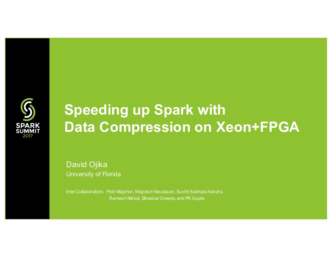 Speeding up Spark with Data Compression on Xeon+FPGA