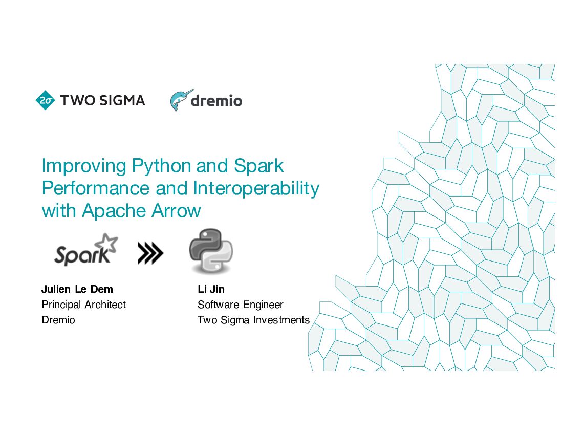 Improving Python and Spark Performance and Interoperability with Apache Arrow