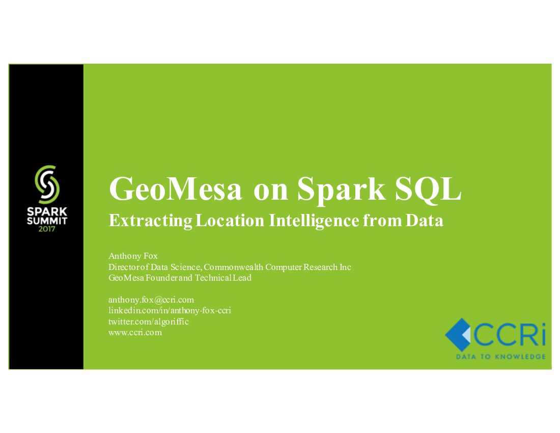 GeoMesa on Spark SQL