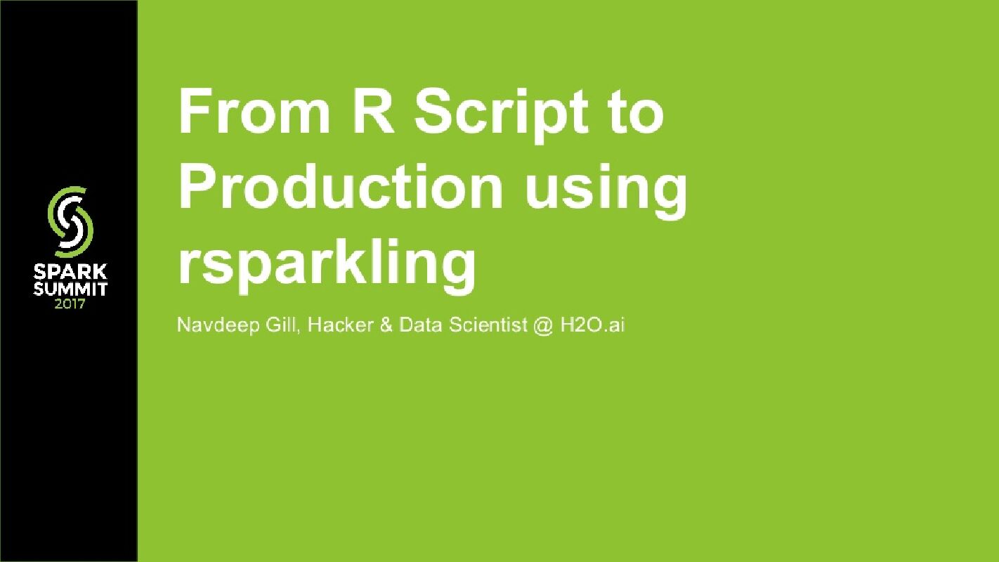 From R Script to Production Using rsparkling