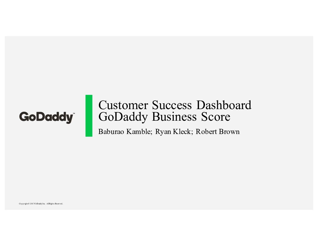 Customer Success Dashboard GoDaddy Business Score