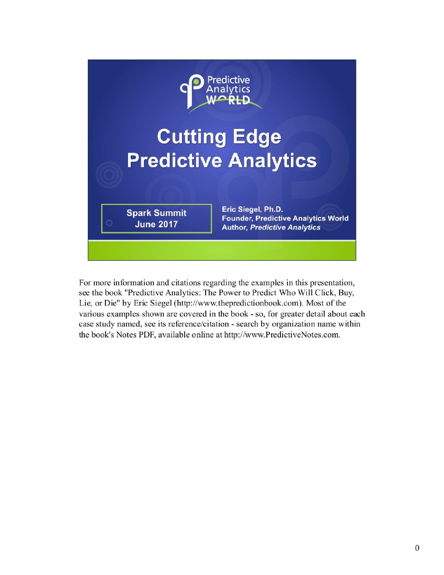 Cutting Edge Predictive Analytics