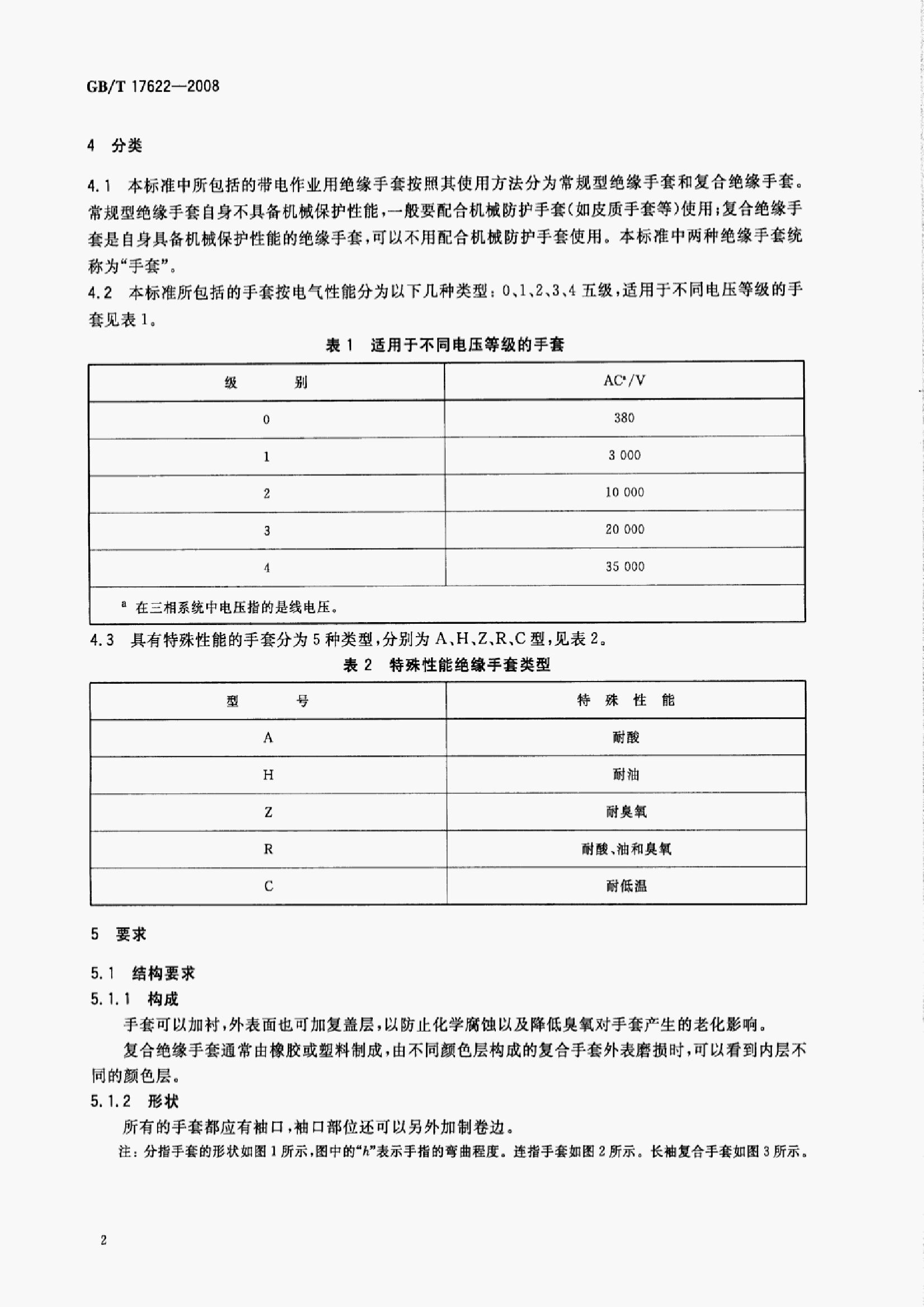 GB/T 17622-2008 带电作业用绝缘手套_国家标准 - 电子标准网
