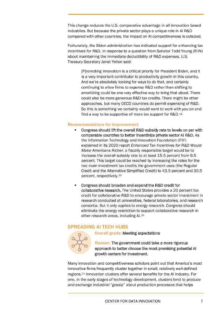 美国数据创新中心：美国人工智能政策“成绩单”报告（英文版）_第7页