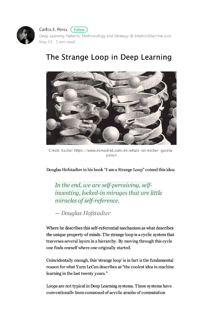 The Strange loop in deep learning