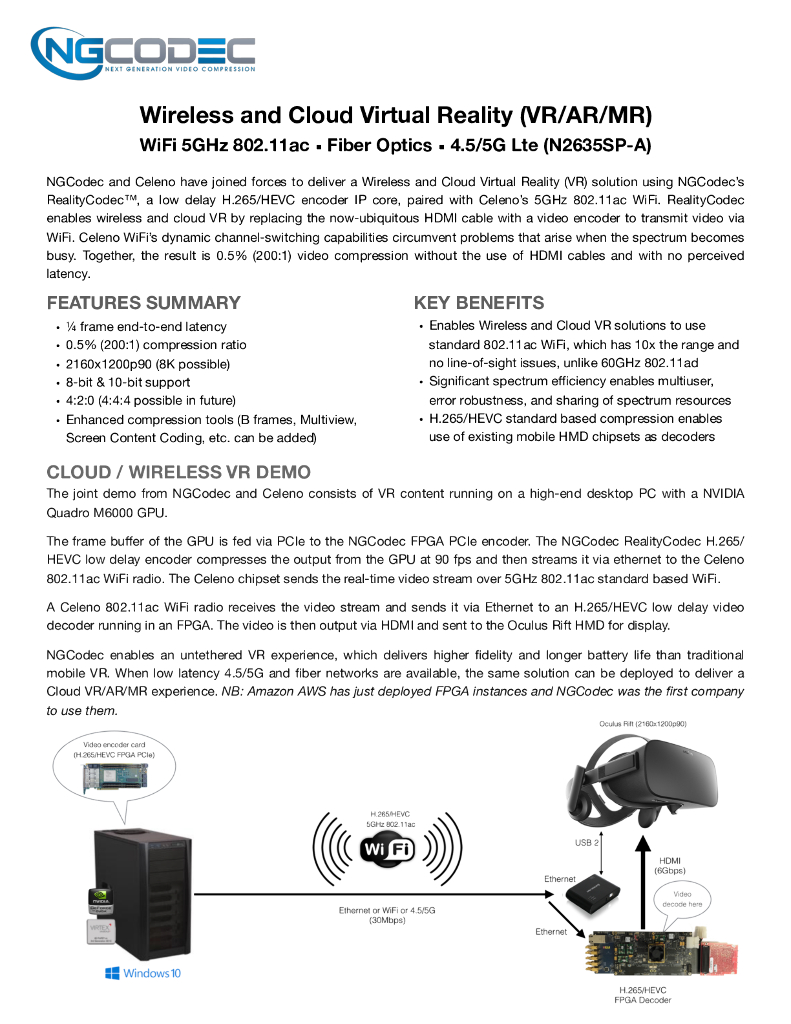 Wireless and Cloud Virtual Reality(VR/<em>AR</em>/MR)WiFi 5GHz 802.11ac ▪︎ Fiber Optics ▪︎ 4.5/5G Lte(N2635SP-A) 海报