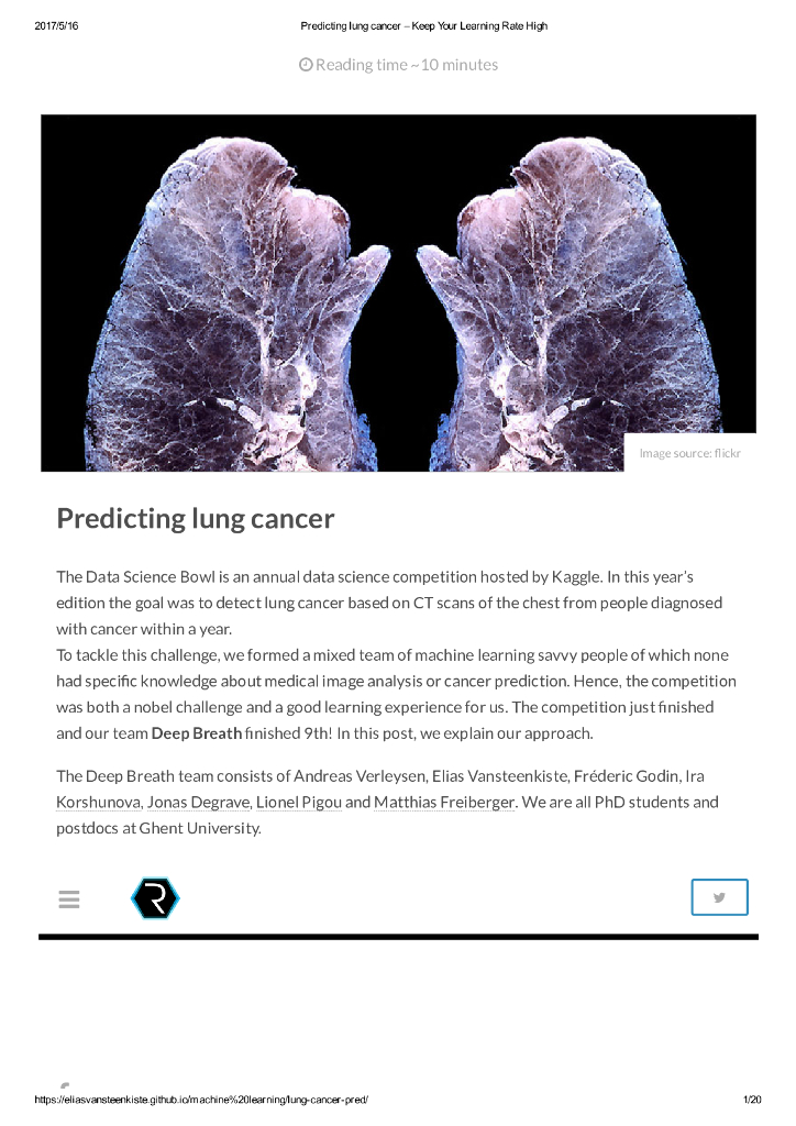 Predicting lung cancer – Keep Your Learning Rate High