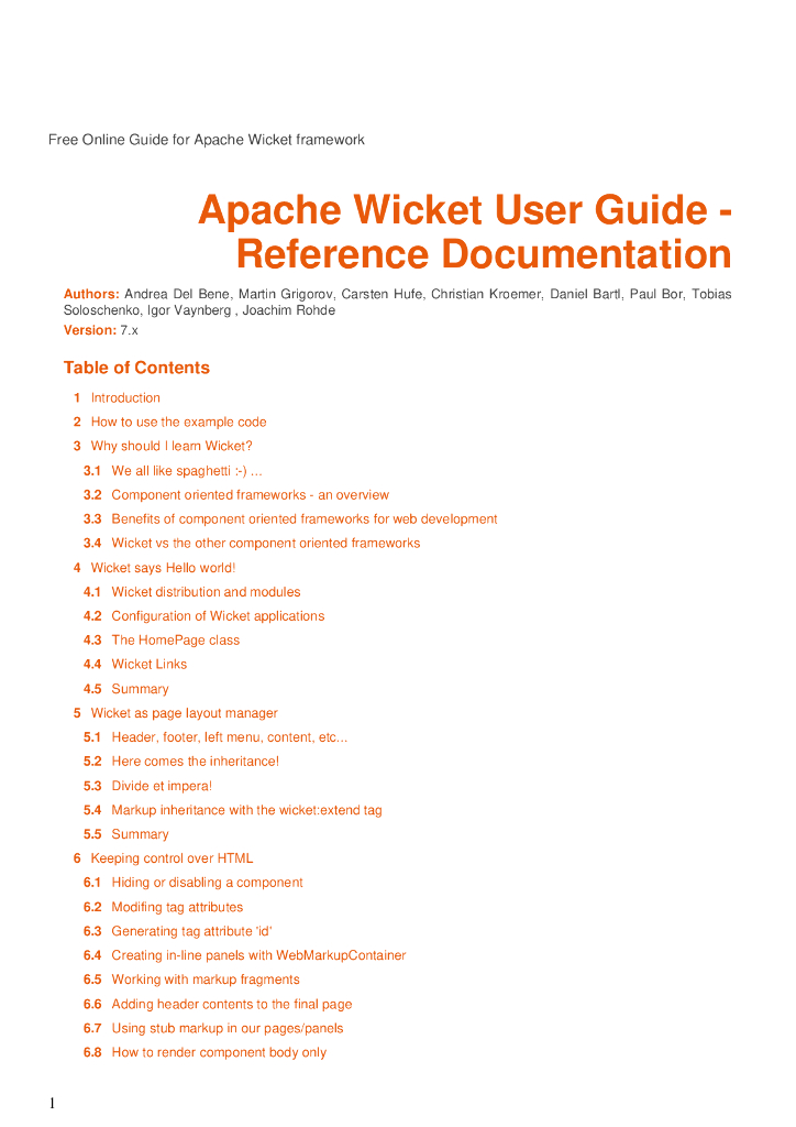 Apache Wicket User Guide - Reference Documentation