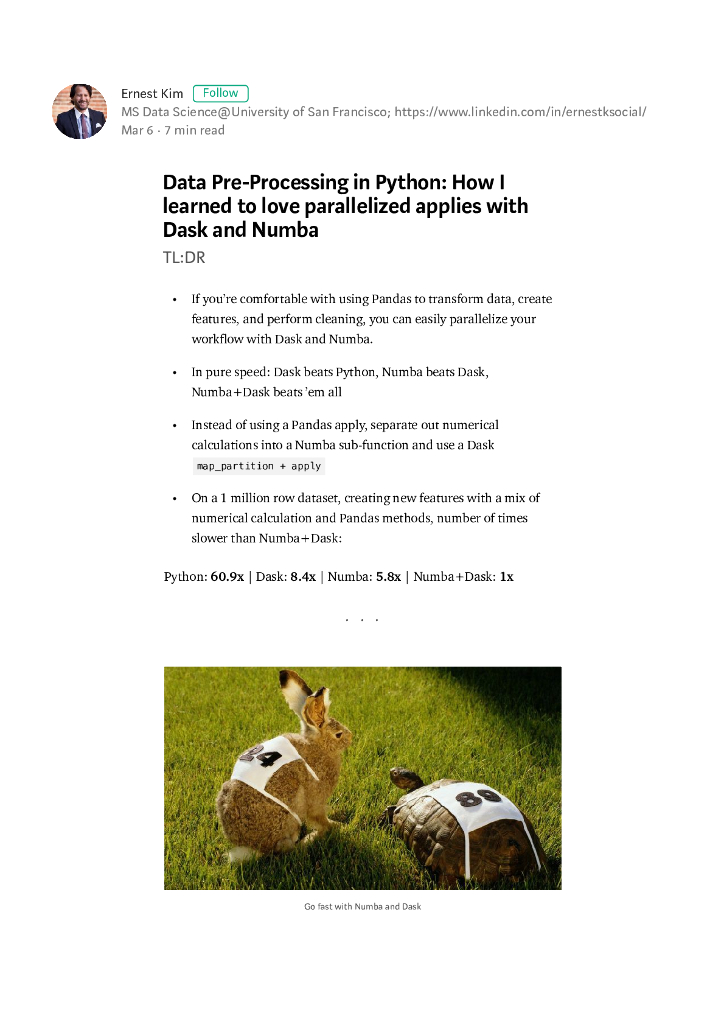 Data Pre-Processing in Python:How I learned to love parallelized applies with Dask and Numba