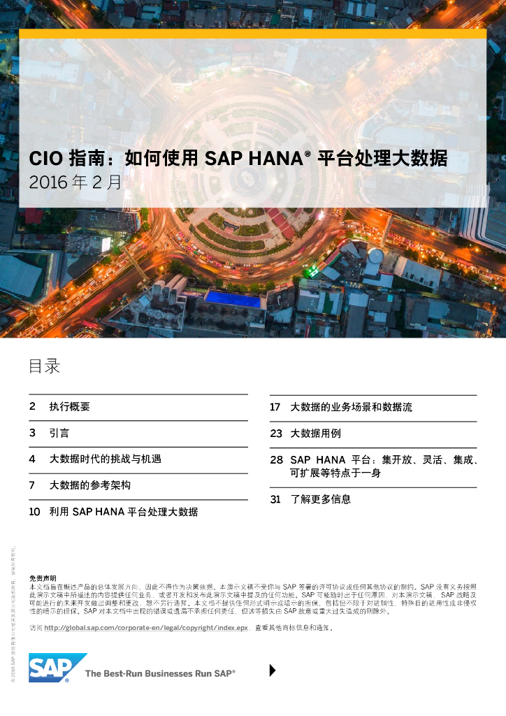 CIO指南：如何使用SAP HANA®平台处理大数据