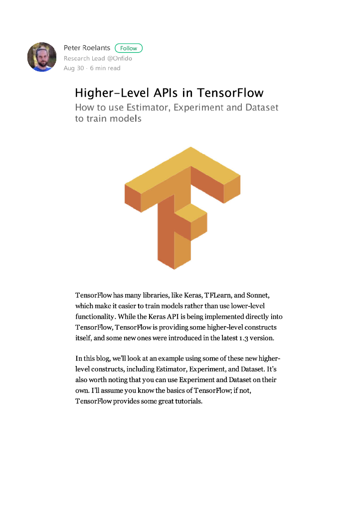 Higher Level APIs in tensorflow
