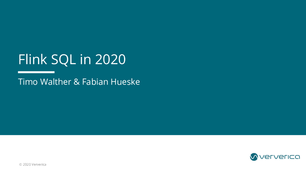 Flink SQL in 2020