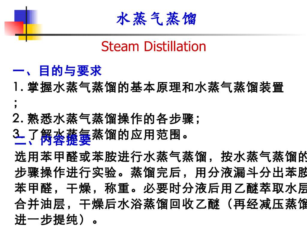 《有机化学》水蒸气蒸馏