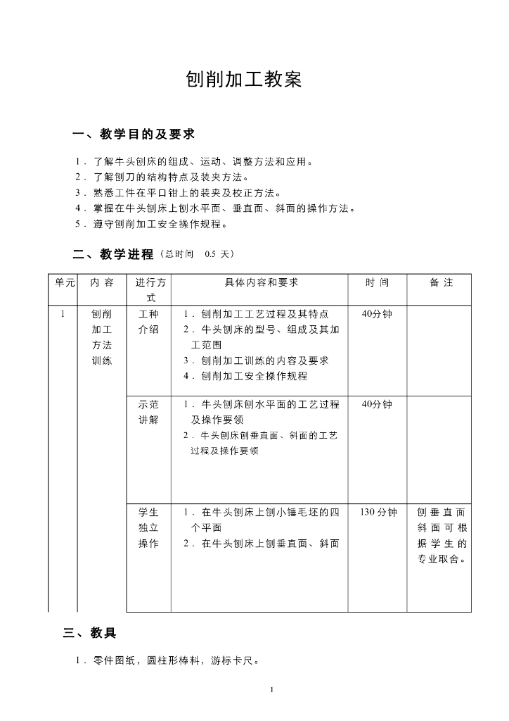 《工程训练》电子教案-刨工电子教案