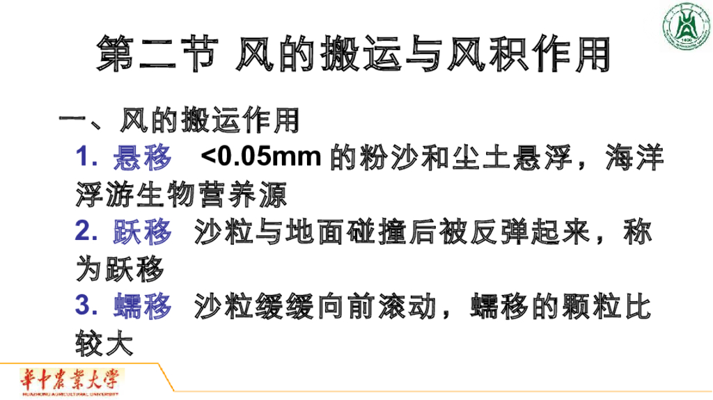 《地质与地貌学》演示文稿-风的搬运作用与风积作用