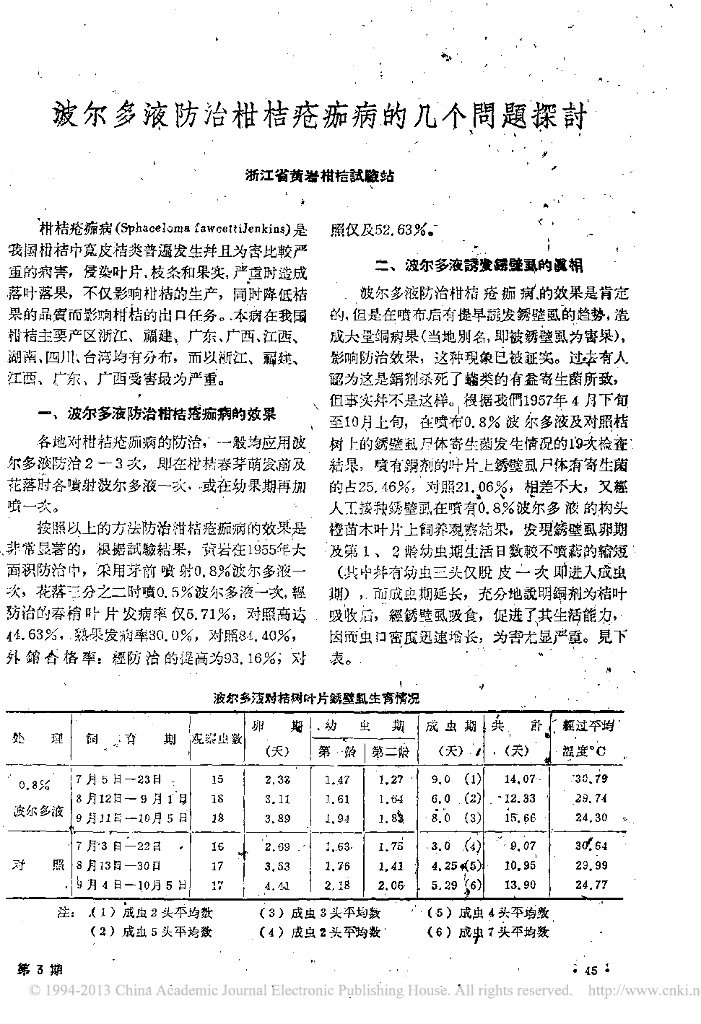 《园林植物栽培技术》波尔多液防治柑桔疮痂病的几个问题探讨