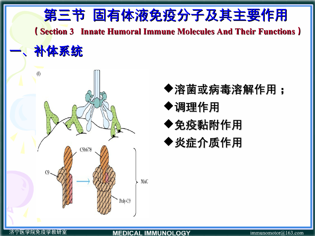 《医学免疫学》演示文稿-固有体液免疫分子及其主要作用