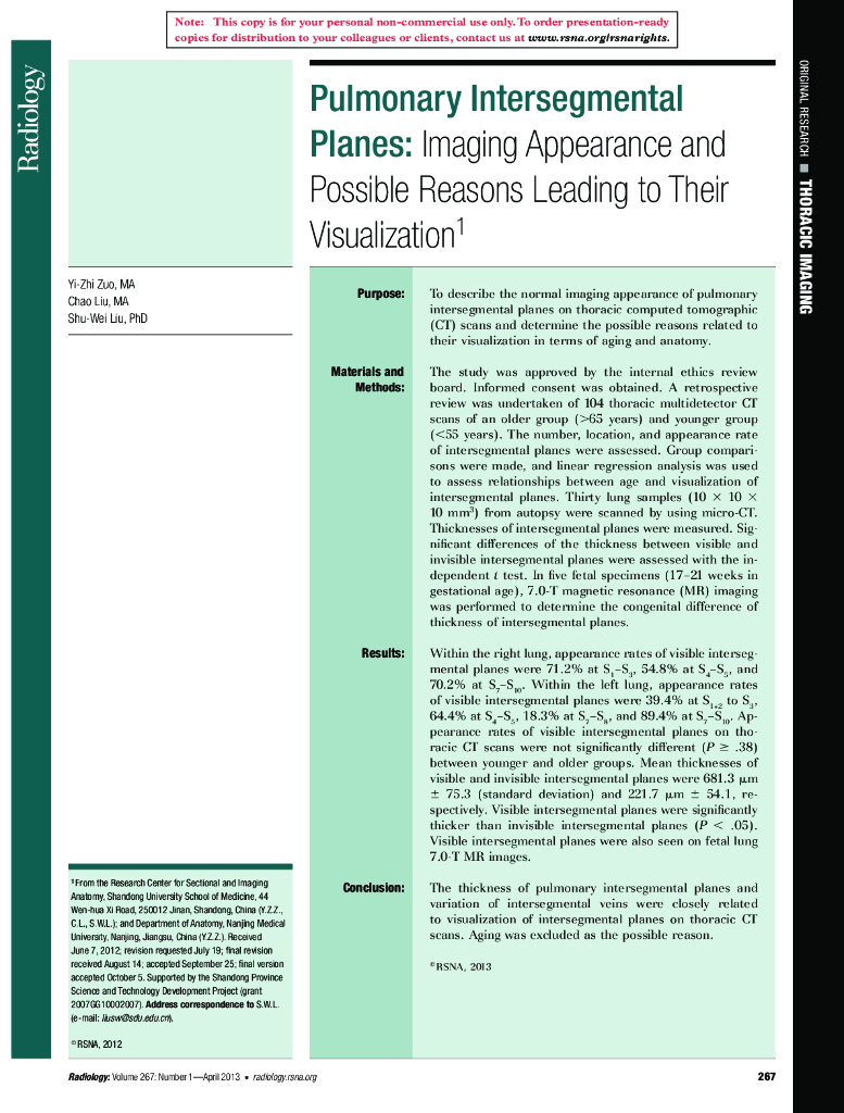 《断层影像解剖学》Pulmonary Intersegmental Planes