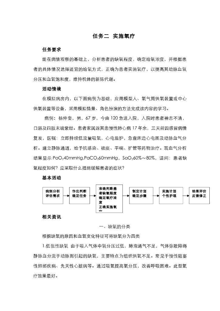 《护理技巧》电子教材-任务二 实施氧疗法