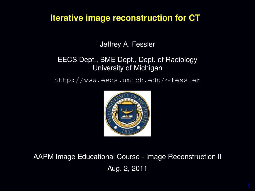 《现代医学成像技术》CT迭代重建算法