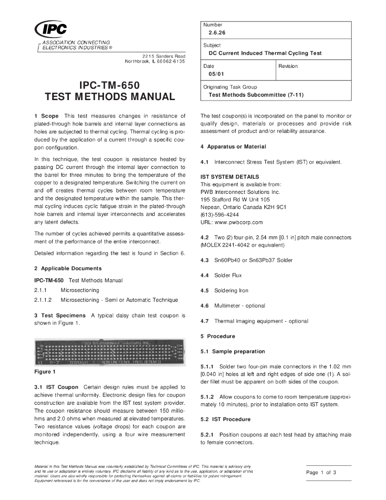 IPC-TM-650 TEST METHODS MANUAL