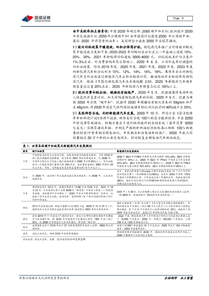 国信证券：能源变革专题研究之二-新能源车为“碳中和”主旋律之一_第8页