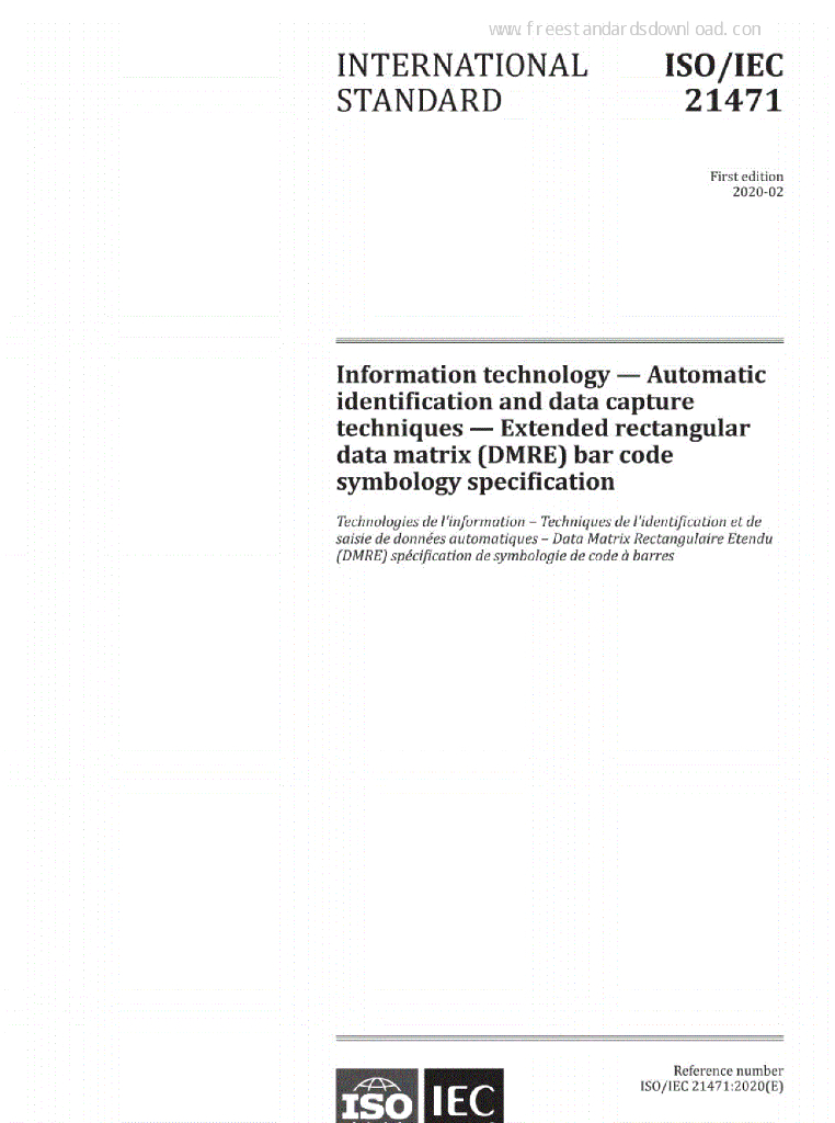 ISO/IEC 21471:2020 信息技术 自动识别和数据采集技术 扩展矩形数据矩阵(DMRE)条码符号规范