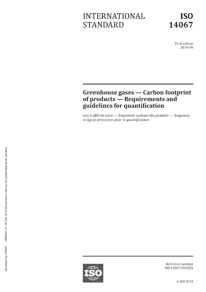 ISO 14067-2018 温室气体.产品的碳排放量.量化和交流的要求和指南