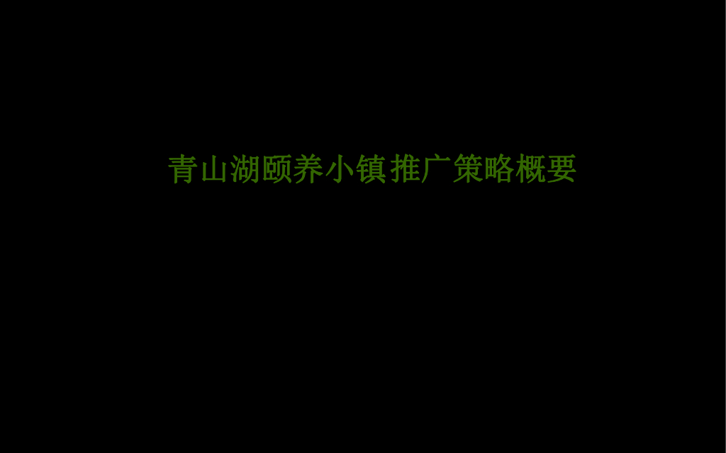 杭州青山湖颐养小镇推广策略概要