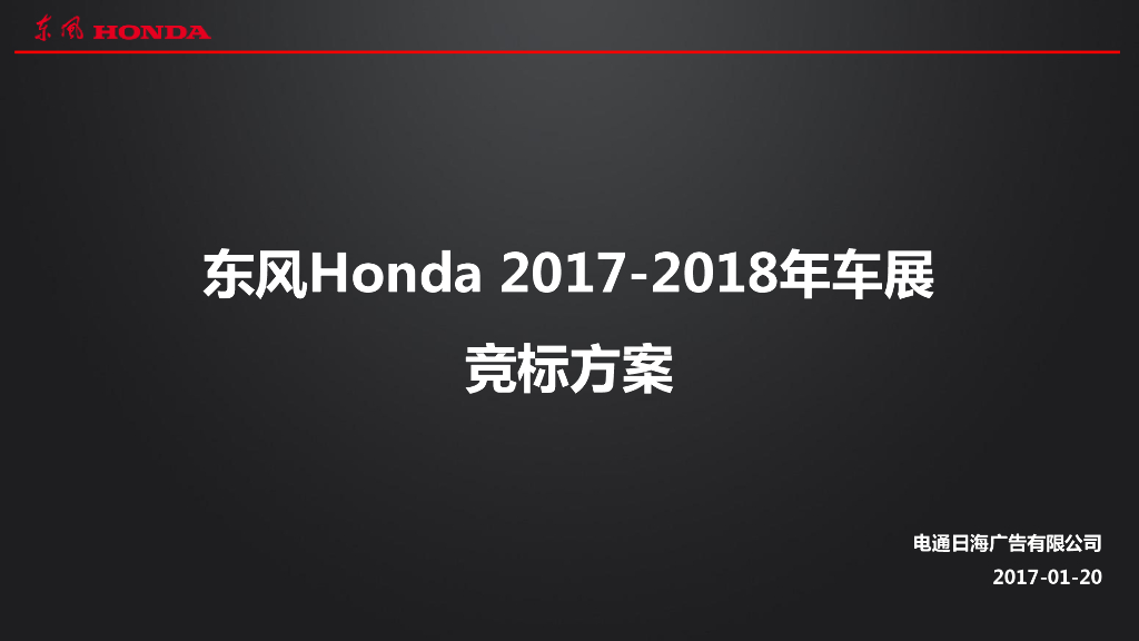 国际4A电通日海-东风Honda 2017-2018年车展竞标方案