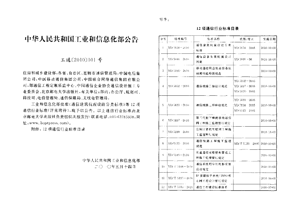 YD 5060-2010 标准预览