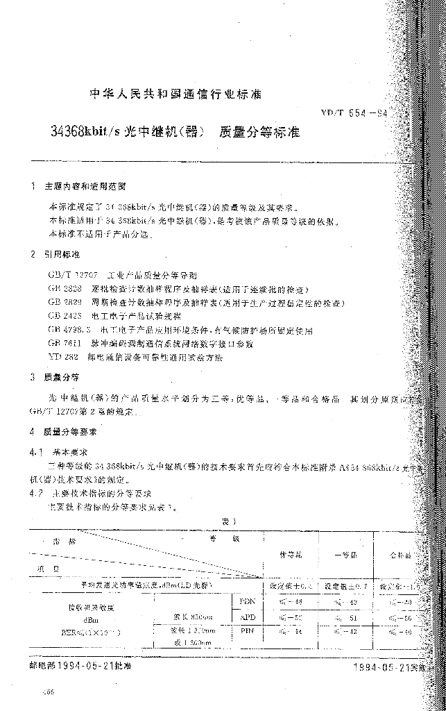 YD/T 654-1994 标准预览