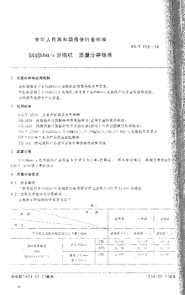 YD/T 656-1994 标准预览
