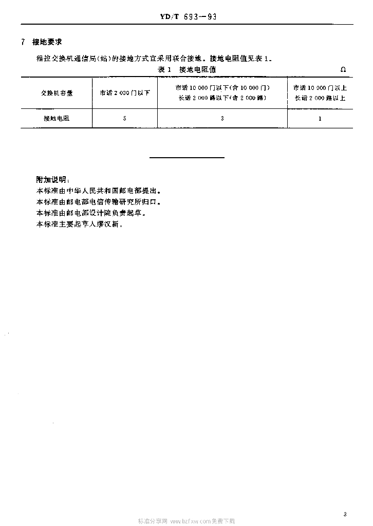 YD/T 693-1993 标准预览