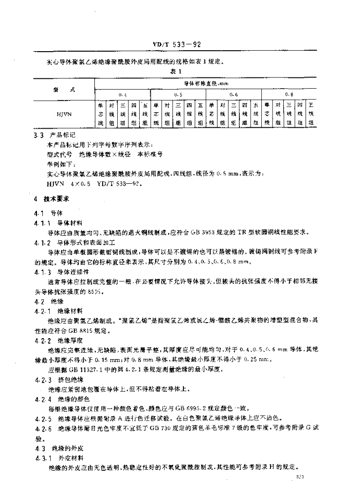 YD/T 533-1992 标准预览
