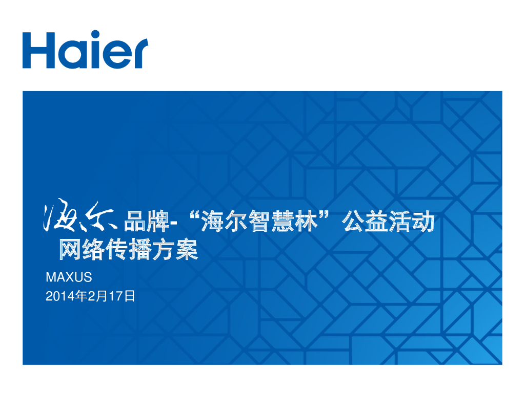 2014海尔品牌-海尔智慧林网络传播方案