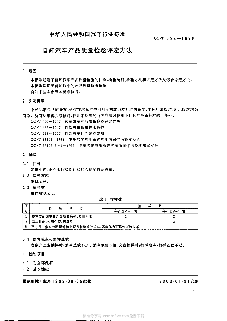 QC/T 588-1999 标准预览