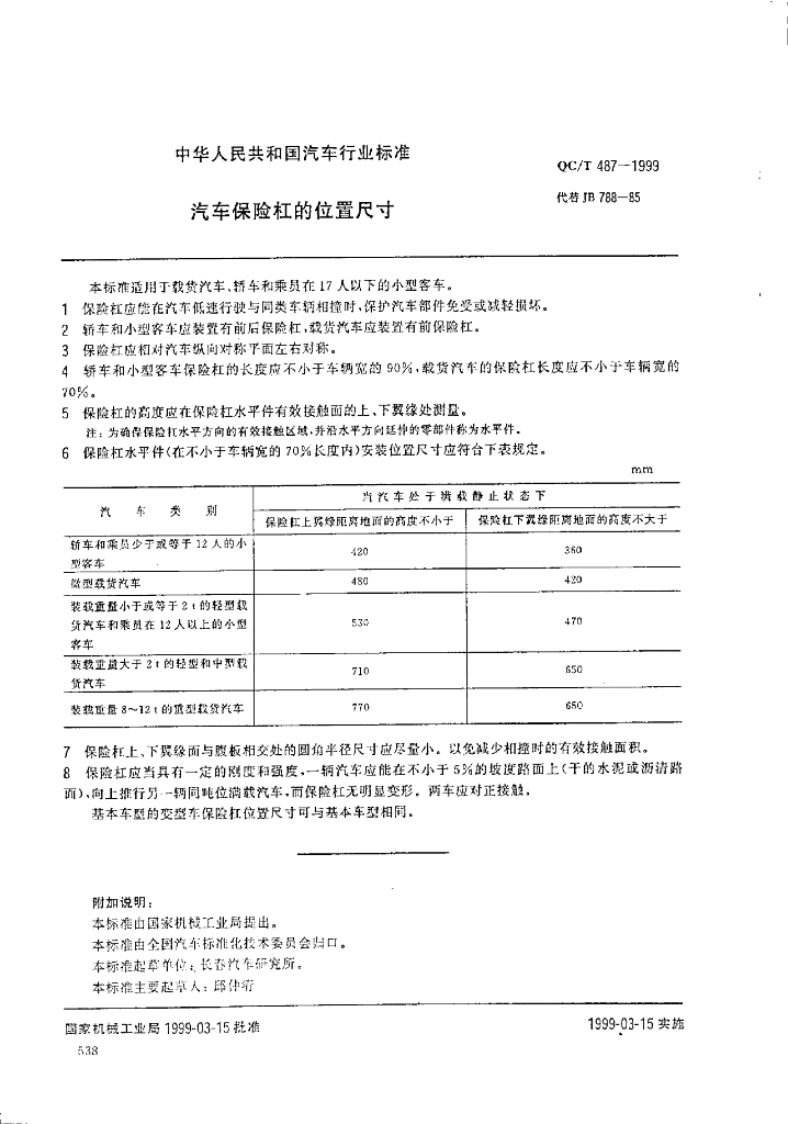 QC/T 487-1999 标准预览