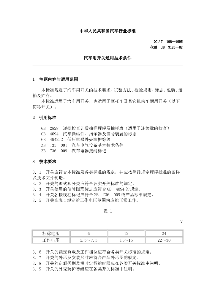 QC/T 198-1995 标准预览
