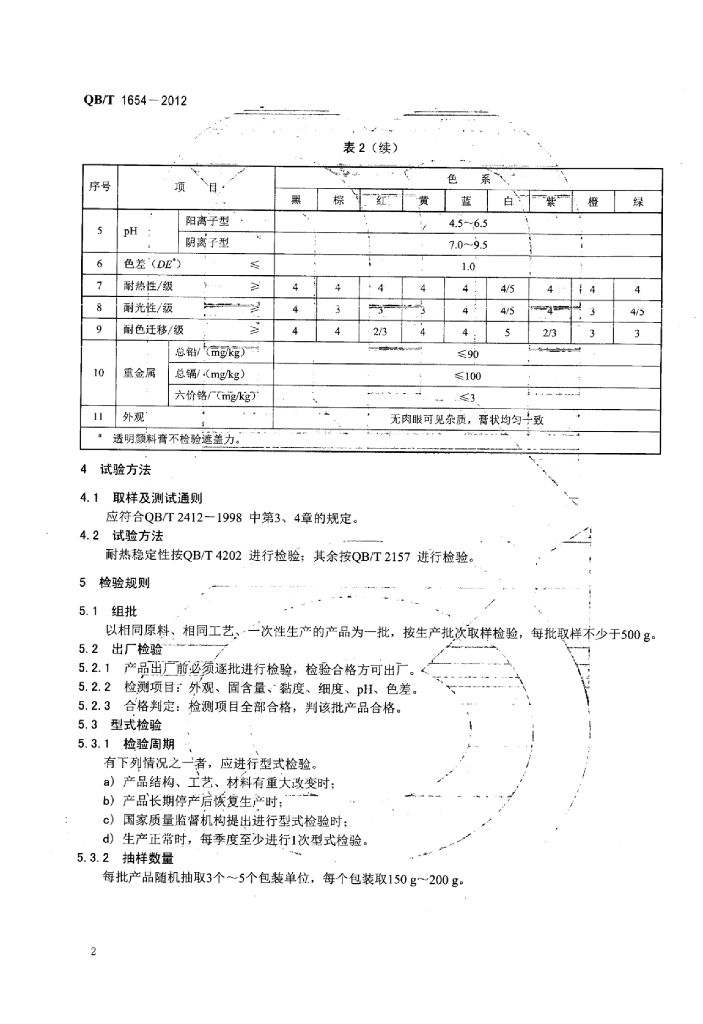 QB/T 1654-2012 标准预览