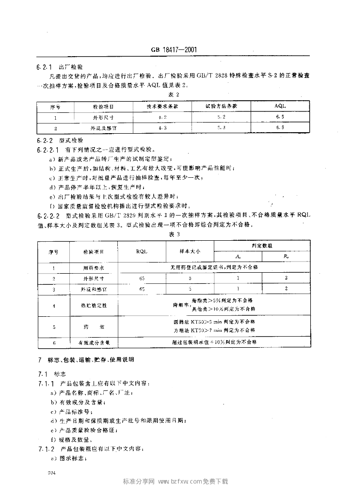 GB 18417-2001 标准预览