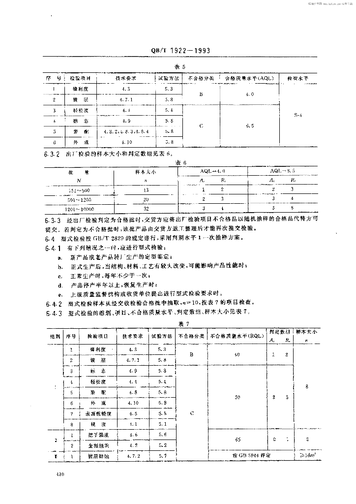 QB/T 1922-1993 标准预览
