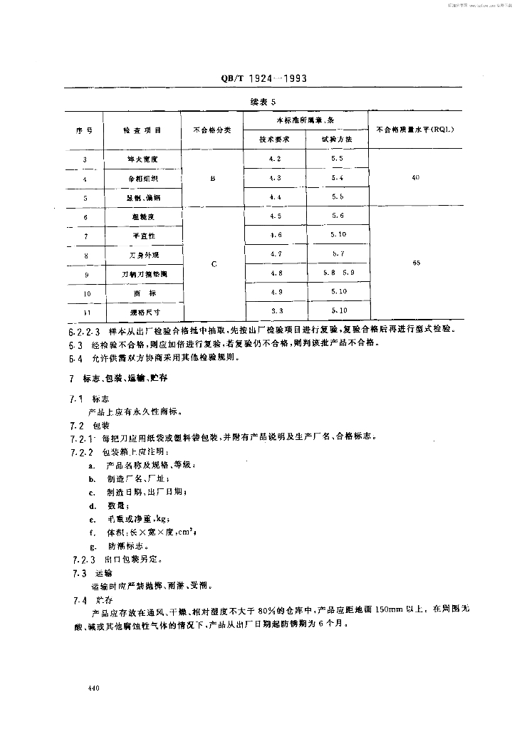 QB/T 1924-1993 标准预览
