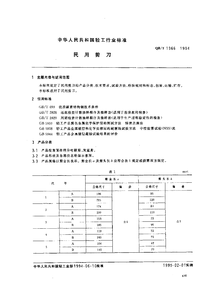 QB/T 1966-1994 标准预览