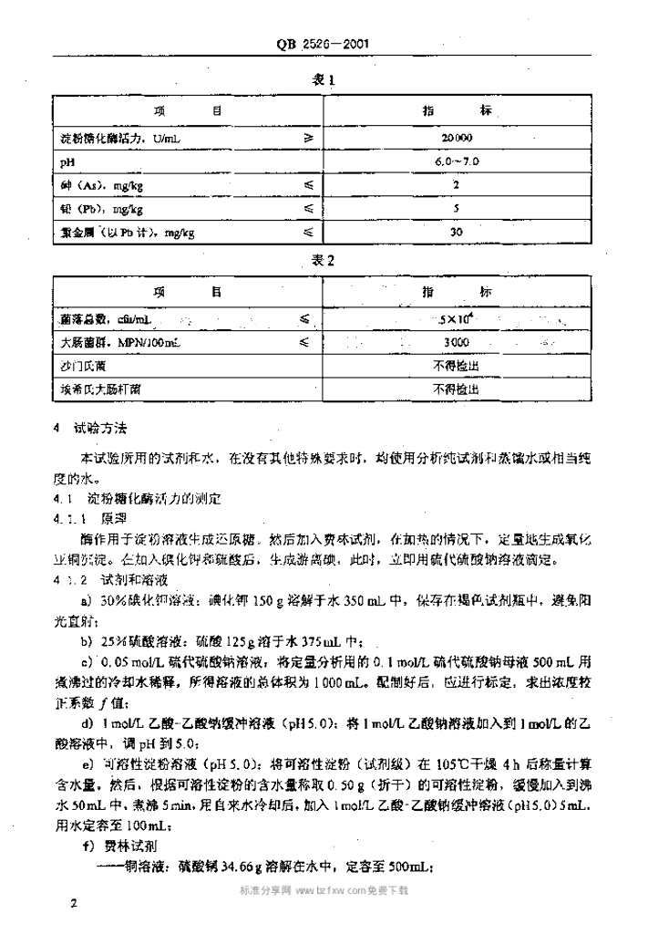 QB 2526-2001 标准预览