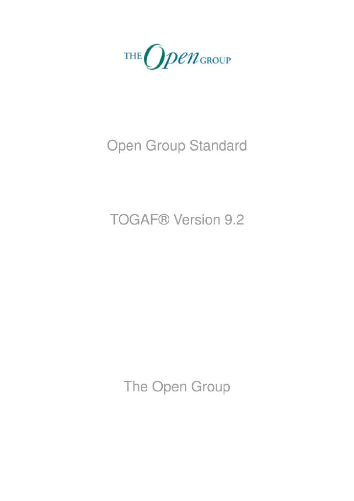 Open Group Standard：TOGAF VerSion9.2