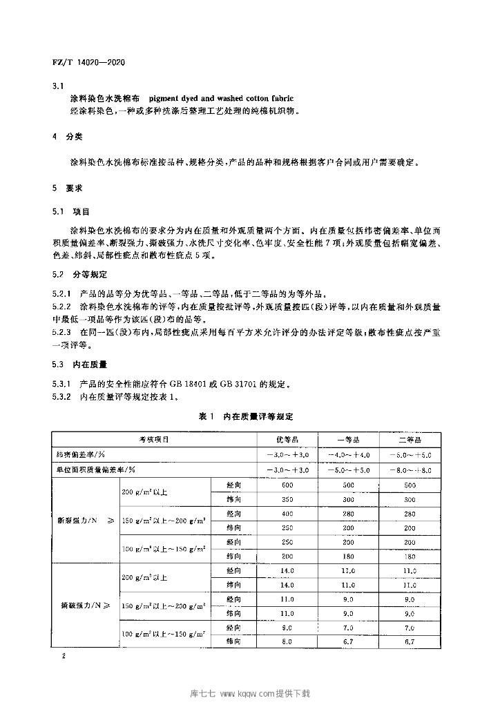 FZ/T 14020-2020 标准预览