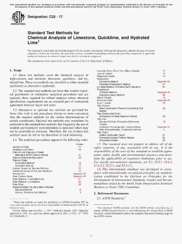 Standard Test Methods for Chemical Analysis of Limestone,Quicklime,and HydratedLime