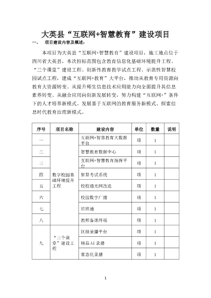 大英县“互联网+智慧教育”建设项目  建设内容